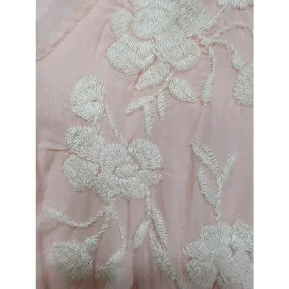Lucky Brand Embroidered Cotton Tiered Midi Dress Pink Small - Picture 3 of 8